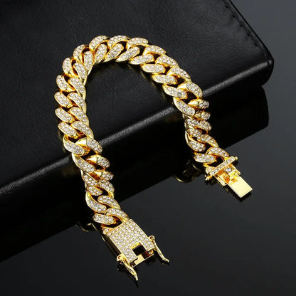 Iced Hiphop bracelet with rhinestone gem design